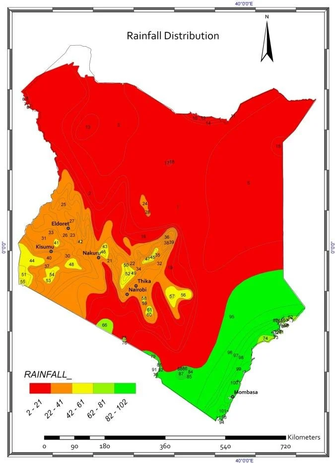 GIS rainfall modeling across Kenyan counties. Source: ResearchGate